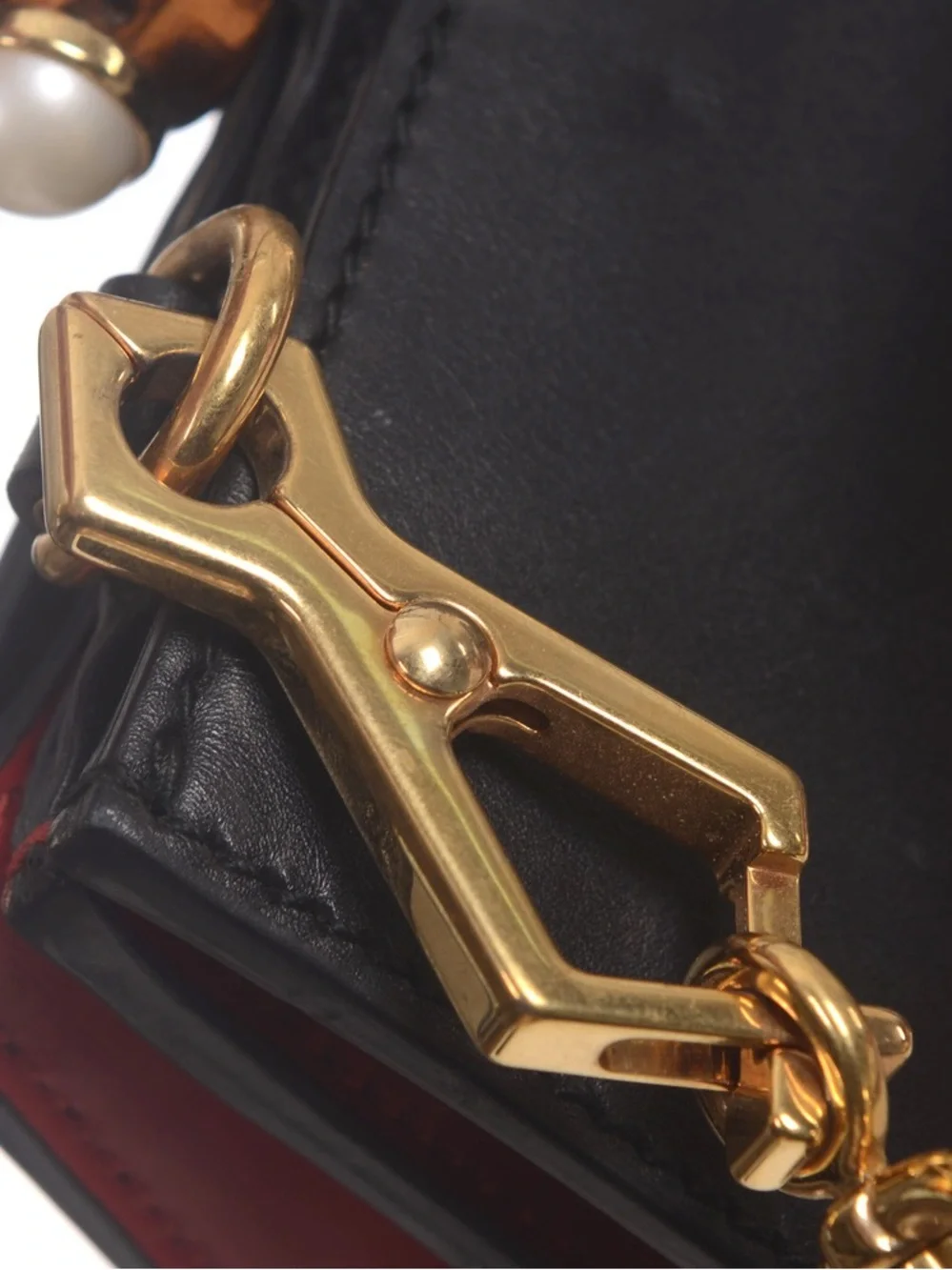 ♥️Gucci Black Leather Nymphaea Bamboo Top-Handle Leather Satchel♥️ - Picture 12 of 16